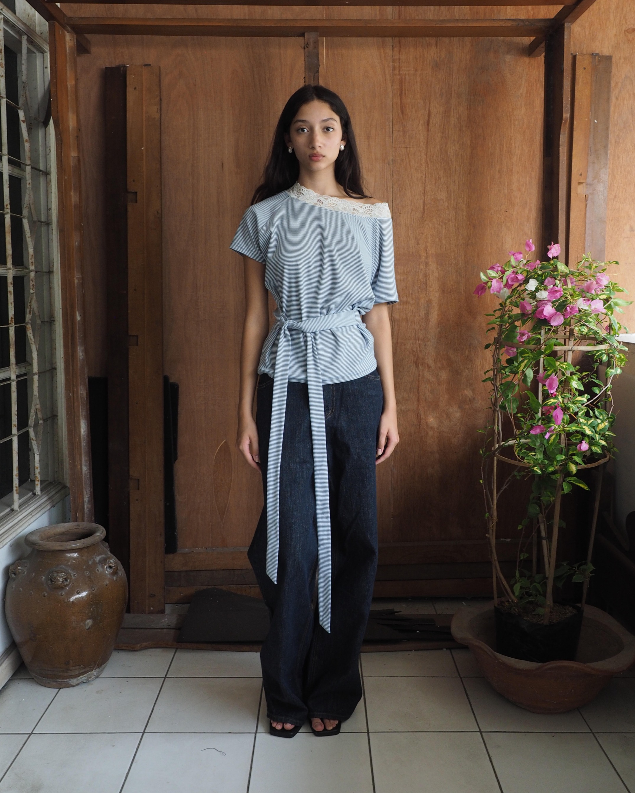 KLARA TOP - STRIPES LACE