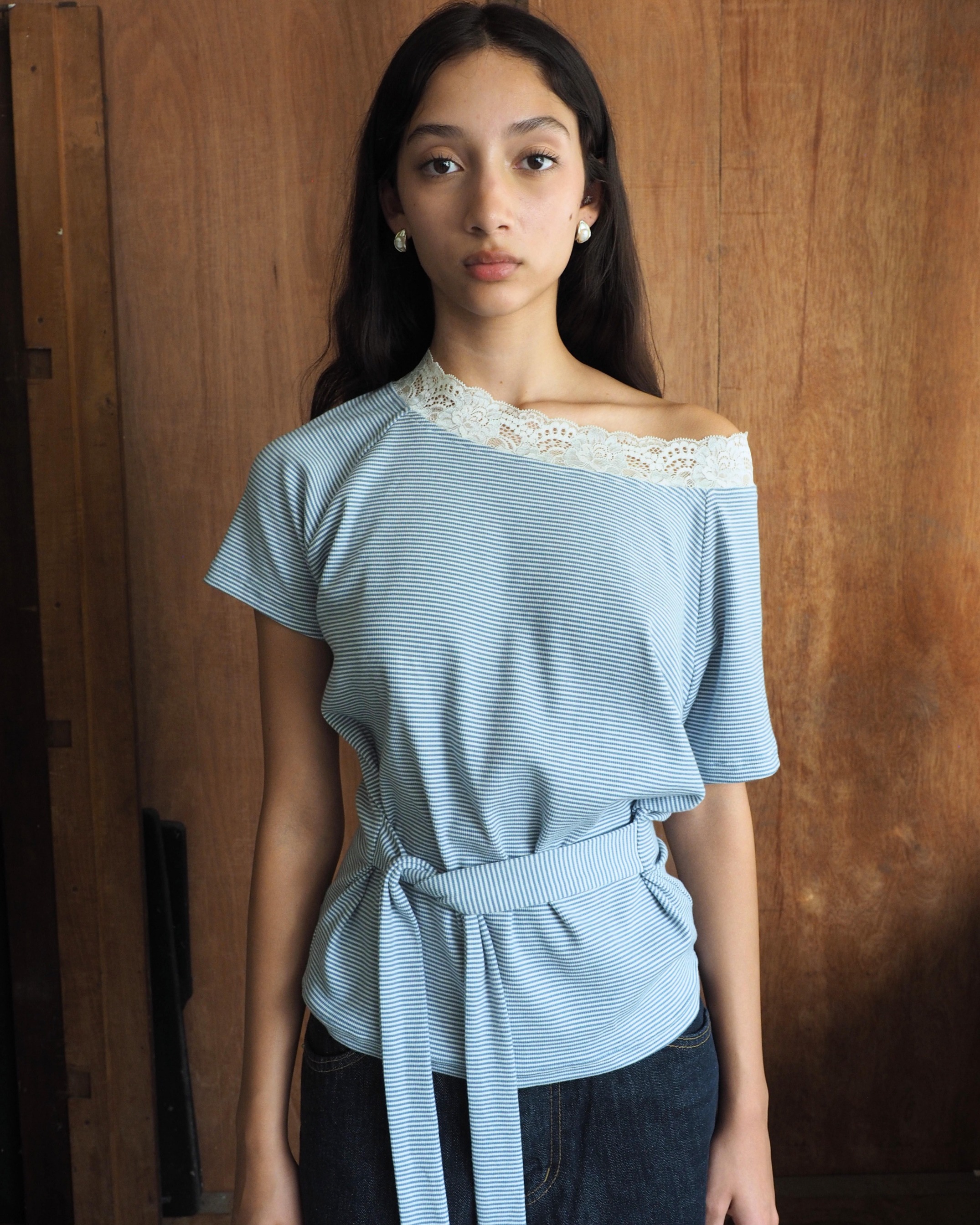 KLARA TOP - STRIPES LACE