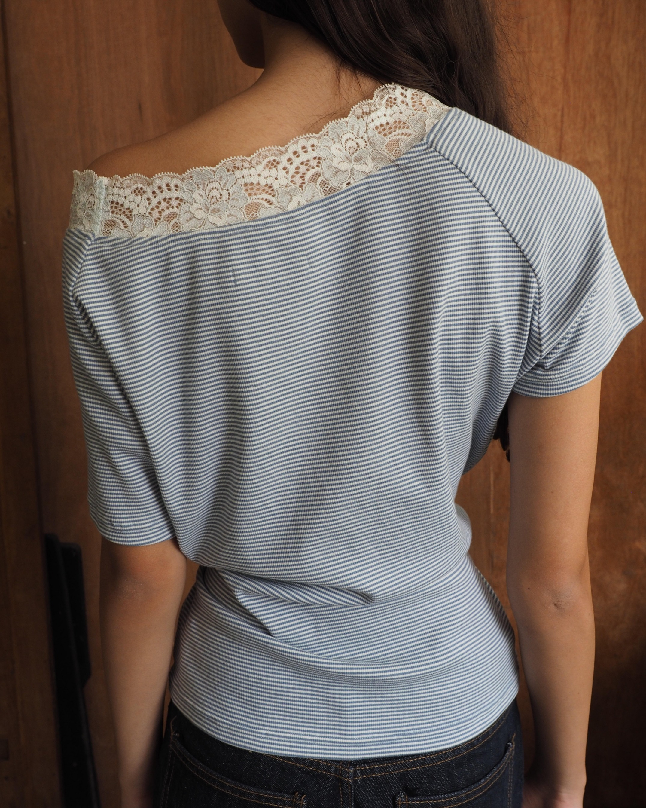 KLARA TOP - STRIPES LACE