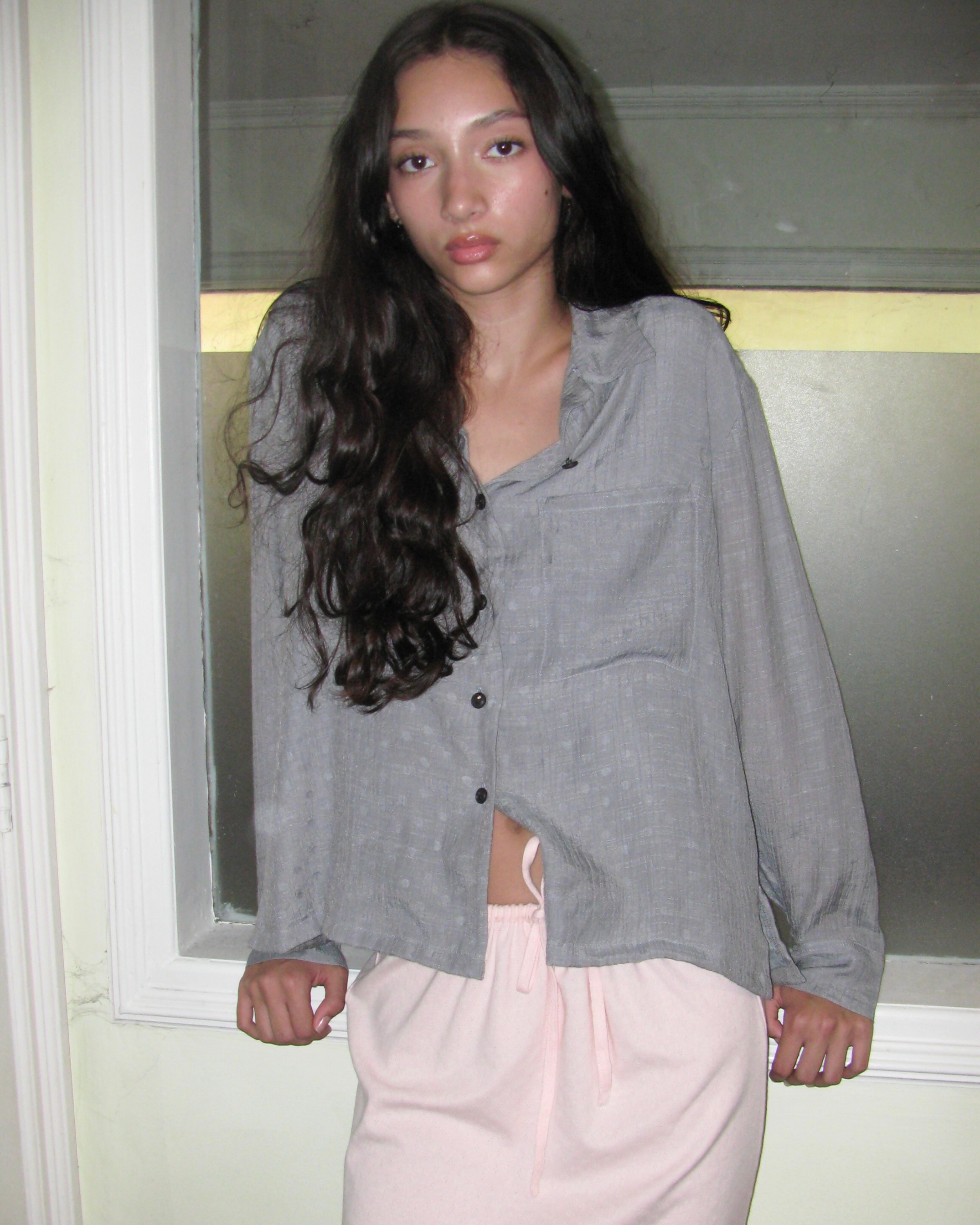 NAINAI SHIRT - GREY POLKADOT