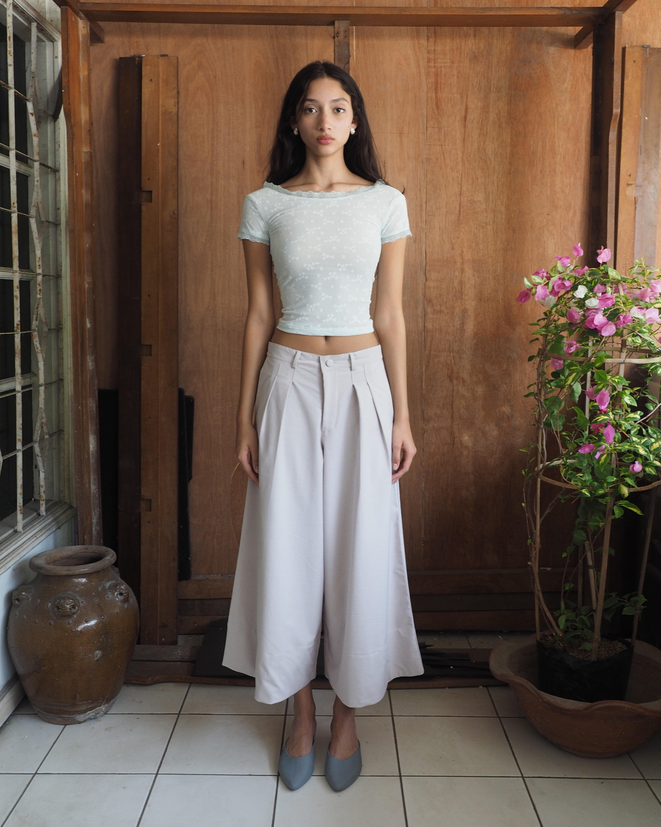 LIZZY WIDE PANTS - LIGHT GREY