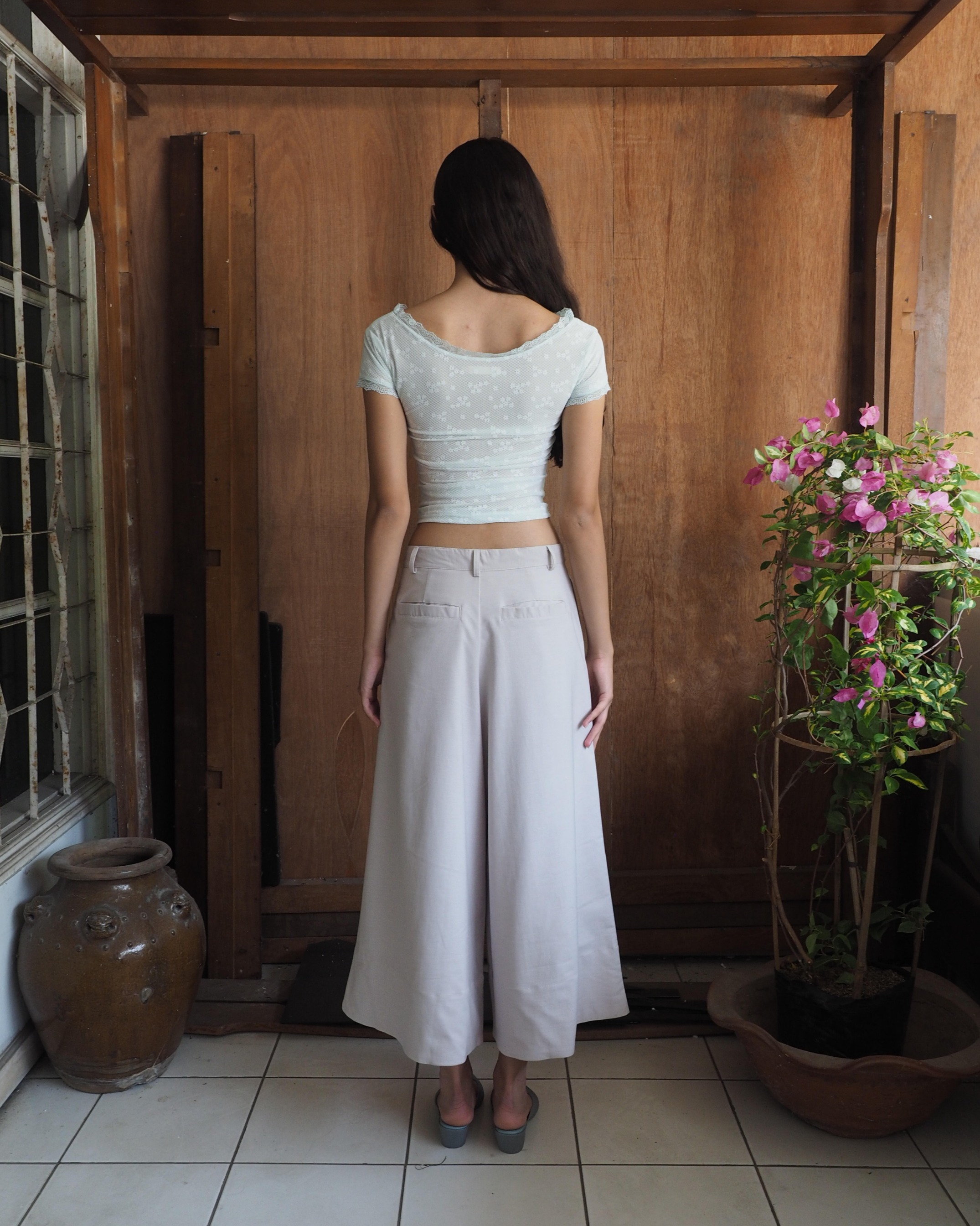 LIZZY WIDE PANTS - LIGHT GREY