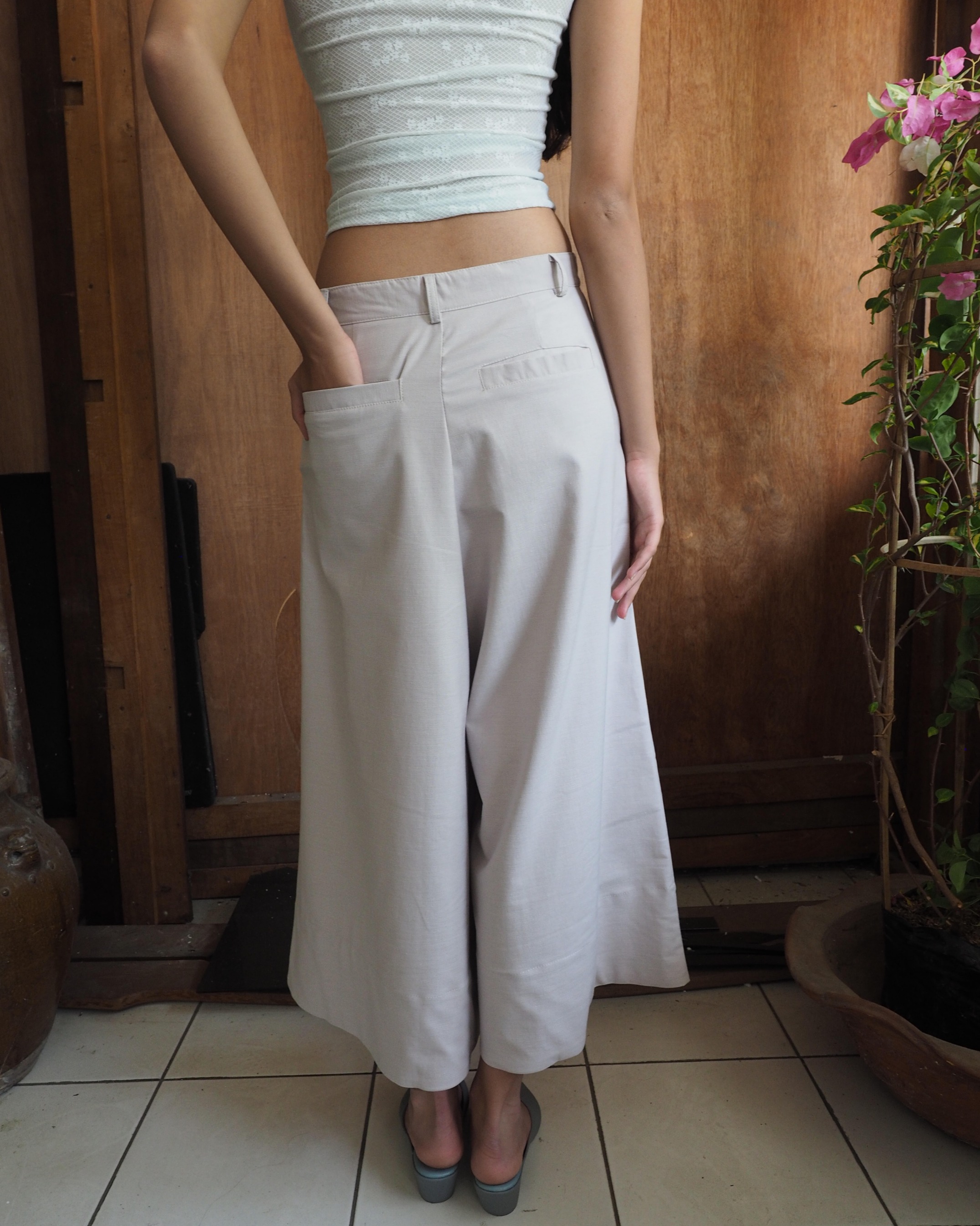LIZZY WIDE PANTS - LIGHT GREY