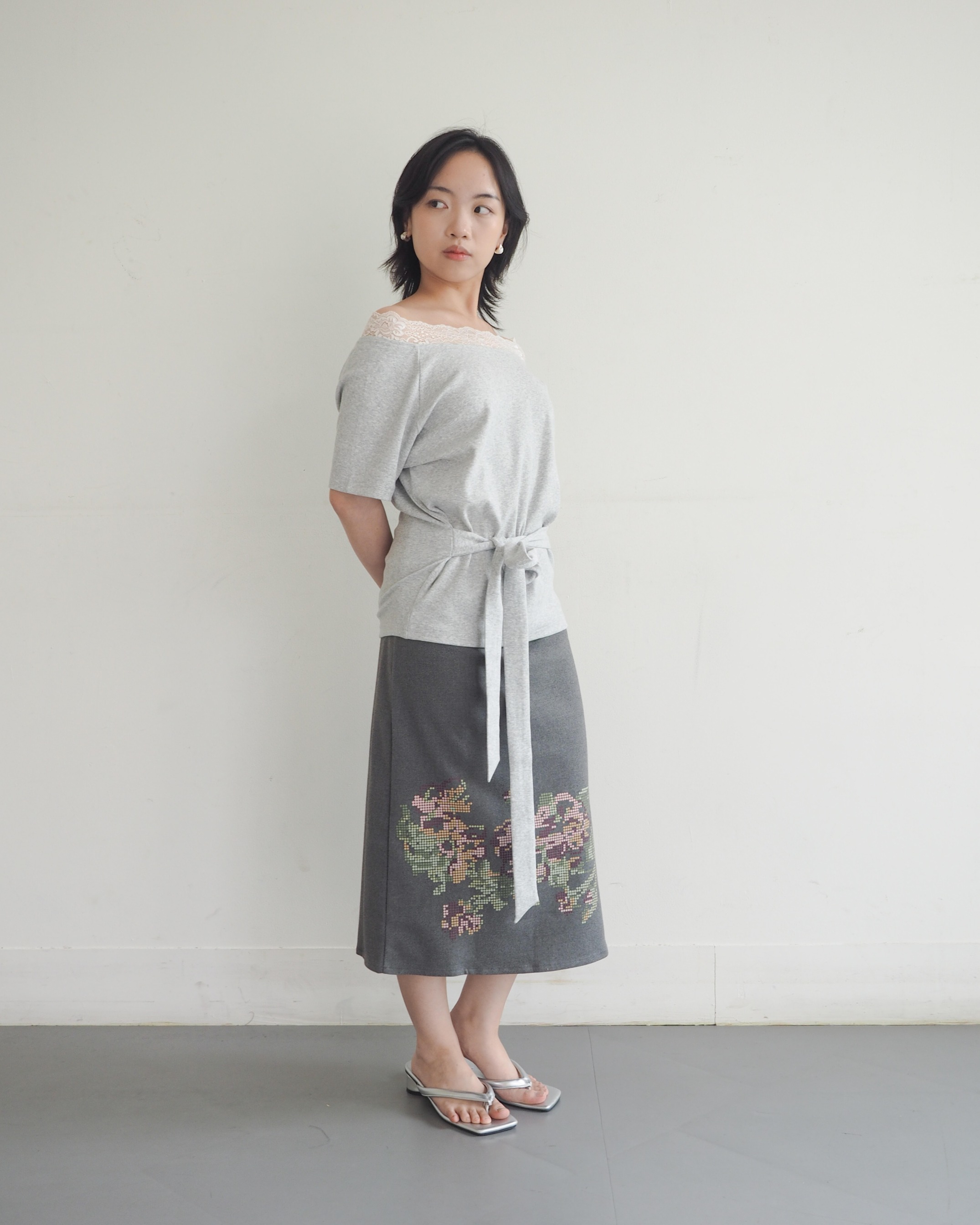KLARA TOP - GRAY LACE