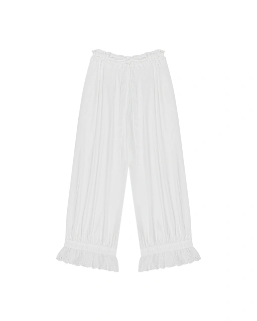 COTTON LACE BLOOMERS - WHITE