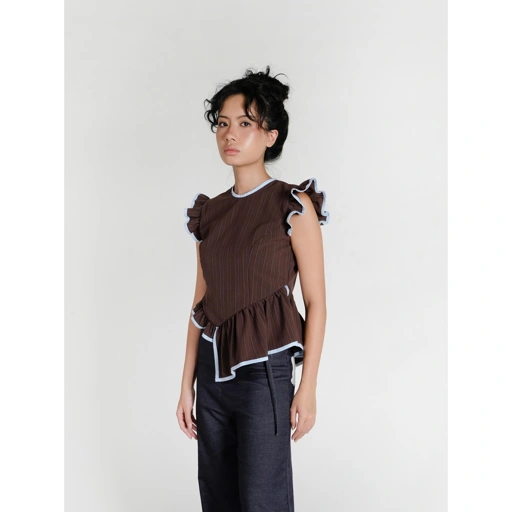 Image of Zoia - Coraline Top in Brown Blue