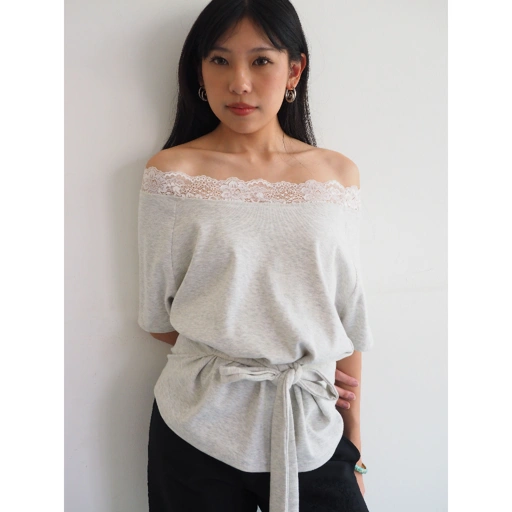 Image of Zoia - Klara Top in Grey Lace