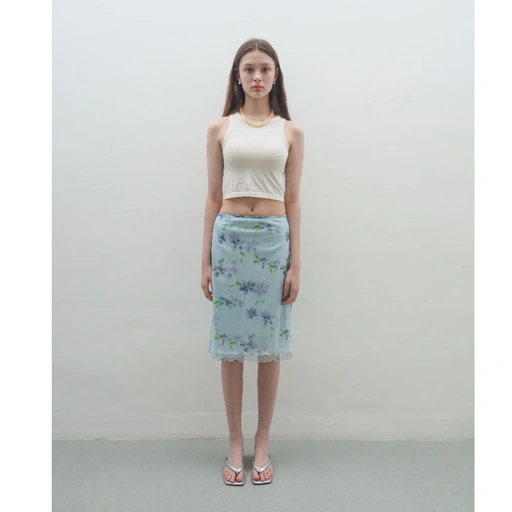 Image of Zoia - Isa Skirt Blue Floral Fabric