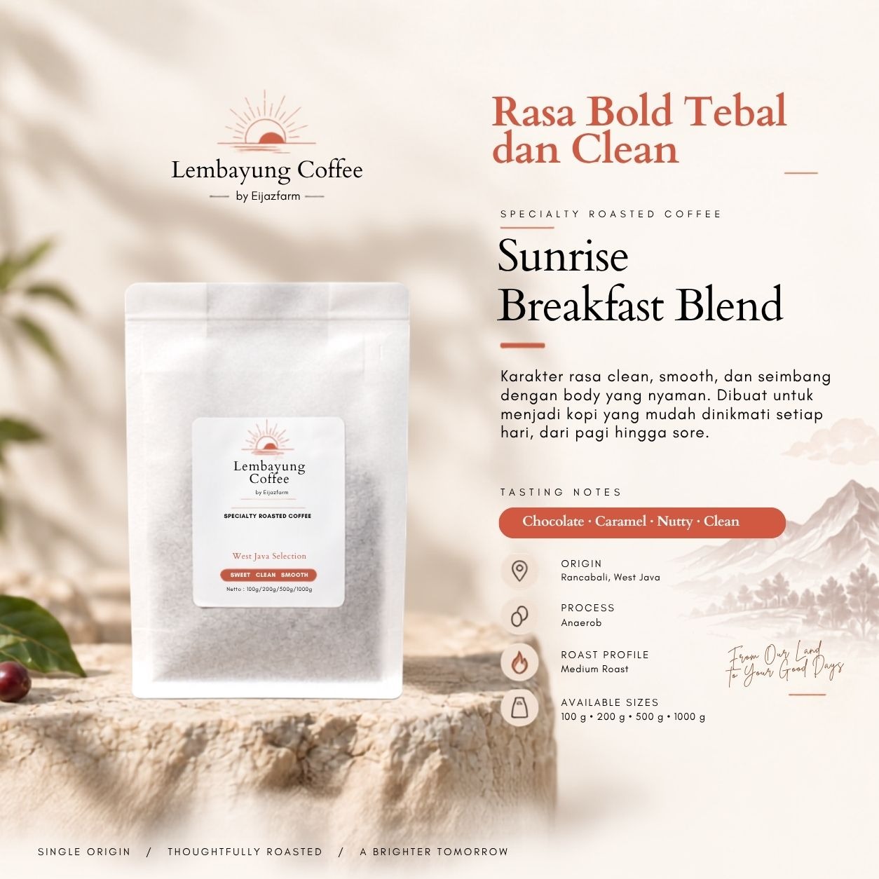 Sunrise Breakfast Coffee | Easy Drinking Coffee untuk Ngopi Pagi Arabika 50% & Robusta 50% - Lembayung Coffee
