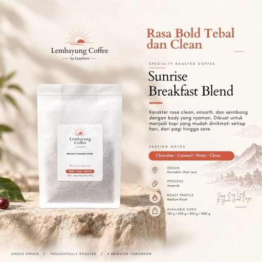 Sunrise Breakfast Coffee | Easy Drinking Coffee untuk Ngopi Pagi Arabika 50% & Robusta 50% - Lembayung Coffee