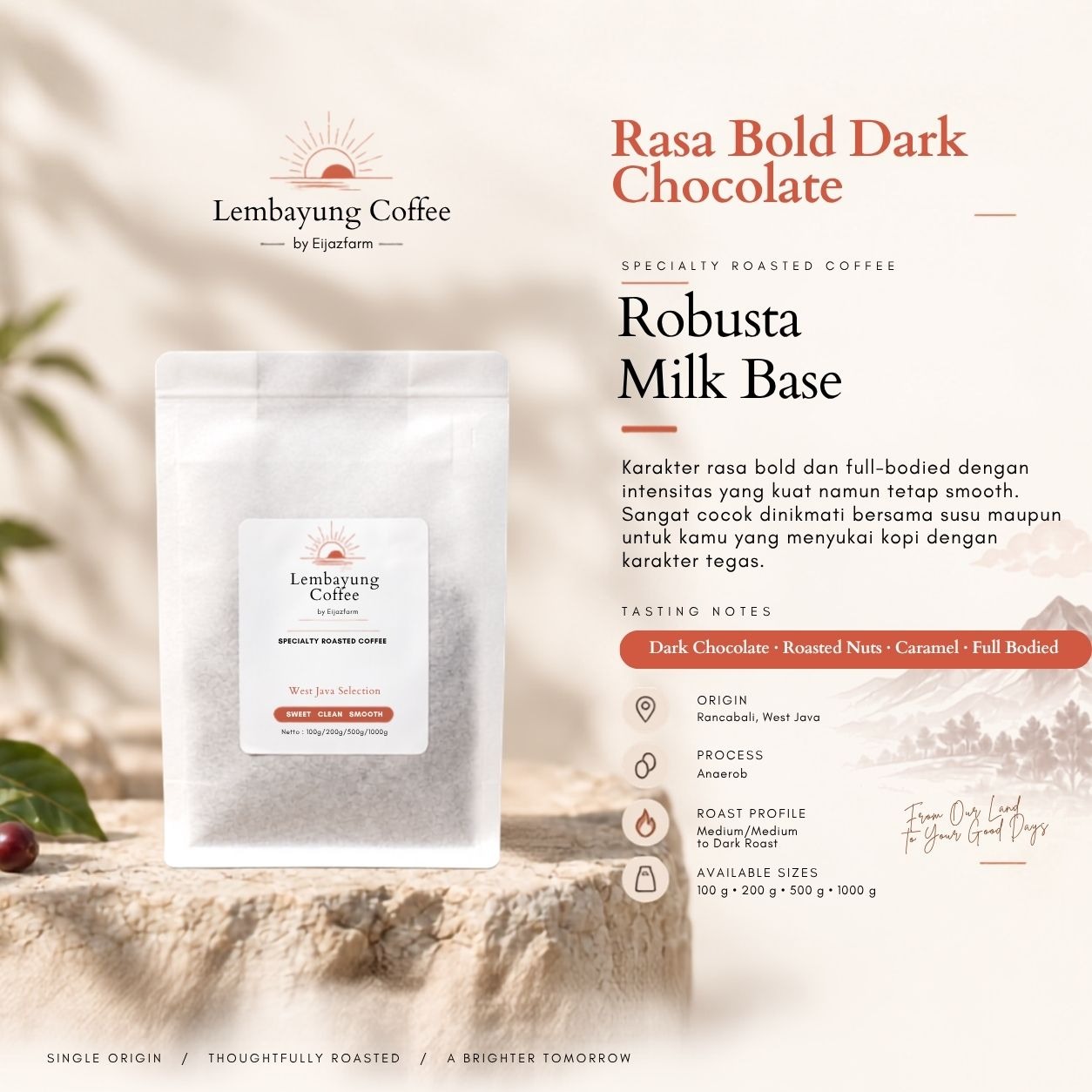 Robusta Milk Base | Biji Kopi Robusta Premium Bold Chocolate Nutty untuk Kopi Susu Creamy - Lembayung Coffee
