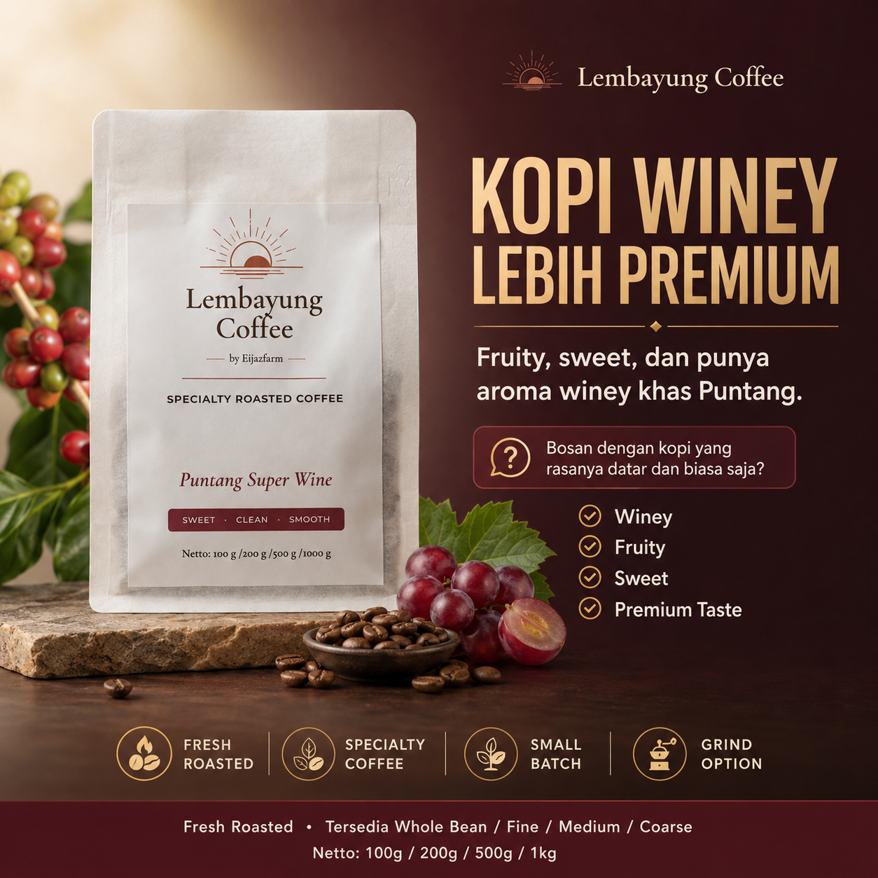 Puntang Super Wine | Biji Kopi Arabika Specialty Winey Fruity Sweet Premium Roast Bean - Lembayung Coffee