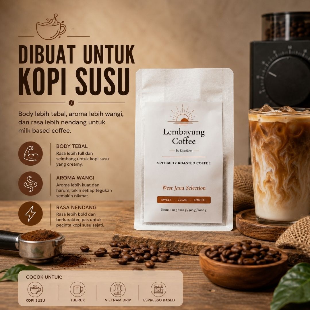 Robusta Milk Base | Biji Kopi Robusta Premium Bold Chocolate Nutty untuk Kopi Susu Creamy - Lembayung Coffee