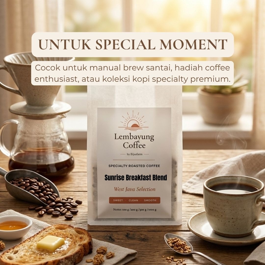 Sunrise Breakfast Coffee | Easy Drinking Coffee untuk Ngopi Pagi Arabika 50% & Robusta 50% - Lembayung Coffee