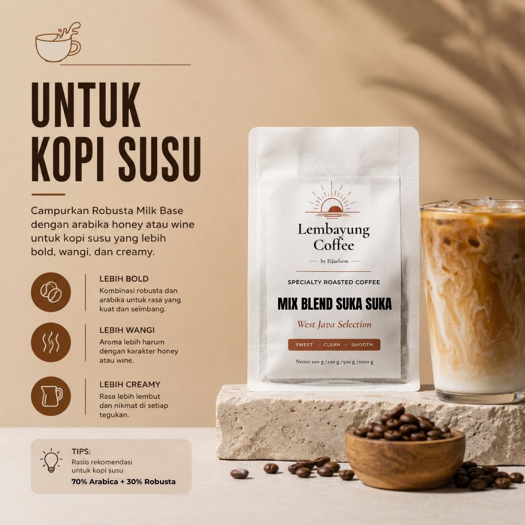 Mix Blend Suka Suka 200g | Biji Kopi Arabika Specialty Custom Blend Fresh Roasted Racik Sendiri Sesuai Selera - Lembayung Coffee