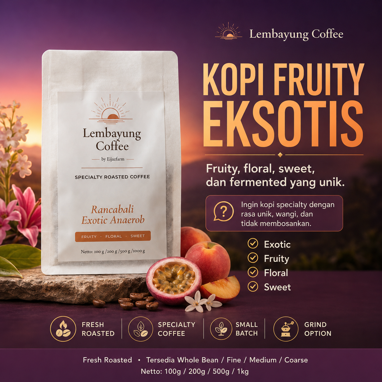 Rancabali Exotic Anaerob | Biji Kopi Arabika Specialty Exotic Fruity Floral Sweet Fermented - Lembayung Coffee