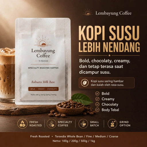 Image of Robusta Milk Base | Biji Kopi Robusta Premium Bold Chocolate Nutty untuk Kopi Susu Creamy - Lembayung Coffee