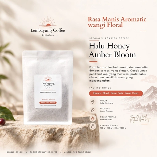 Halu Honey Amber Bloom Kopi Arabica Brown Sugar Honey Banana Vanilla Specialty Coffee