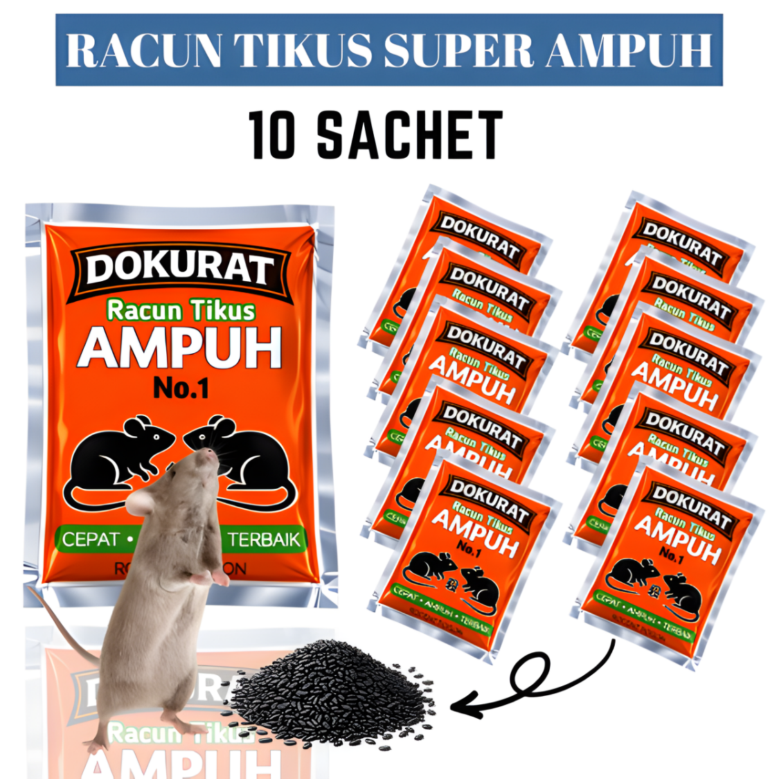 10 PCS RACUN TIKUS MATI KERING TIDAK BAU - DOKURAT - PEMBASMI HAMA TIKUS PALING AMPUH BERAS HITAM TIKUS MATI LANGSUNG DI TEMPATNYA PENGUSIR TIKUS RUMAH KANTOR GUDANG