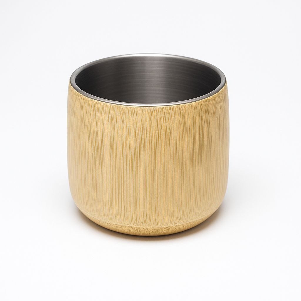 Gelas Kopi Tahan Panas Custom Nama & Logo: Gelas Bambu Lapis Stainless - Heat-Resistant Coffee Cups with Custom Name & Logo