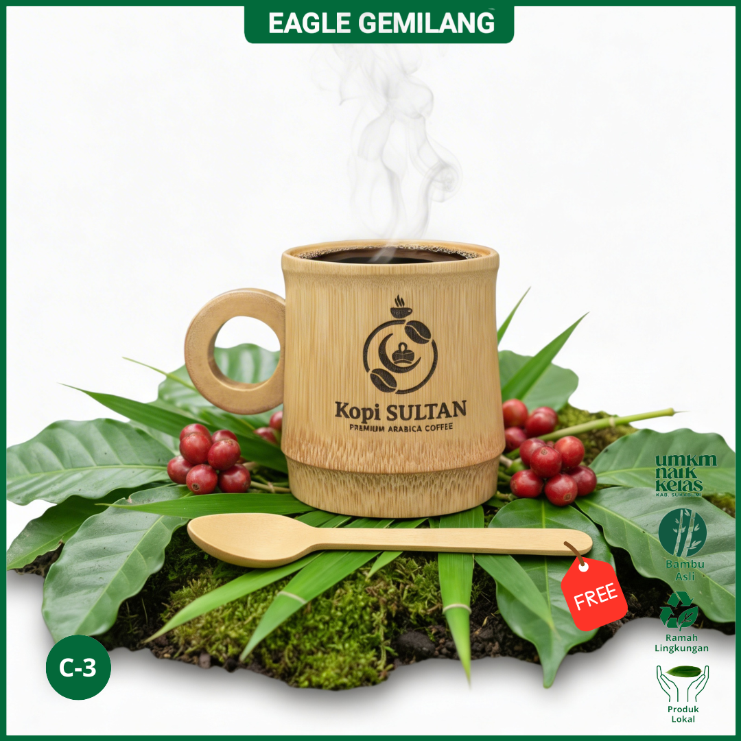 Gelas dari ruas bambu asli manual, gelas kopi dari sukabumi - Original manual bamboo cup
