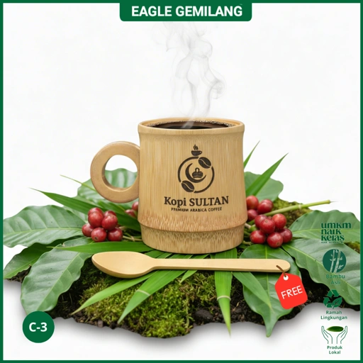 Image of Gelas dari ruas bambu asli manual, gelas kopi dari sukabumi - Original manual bamboo cup