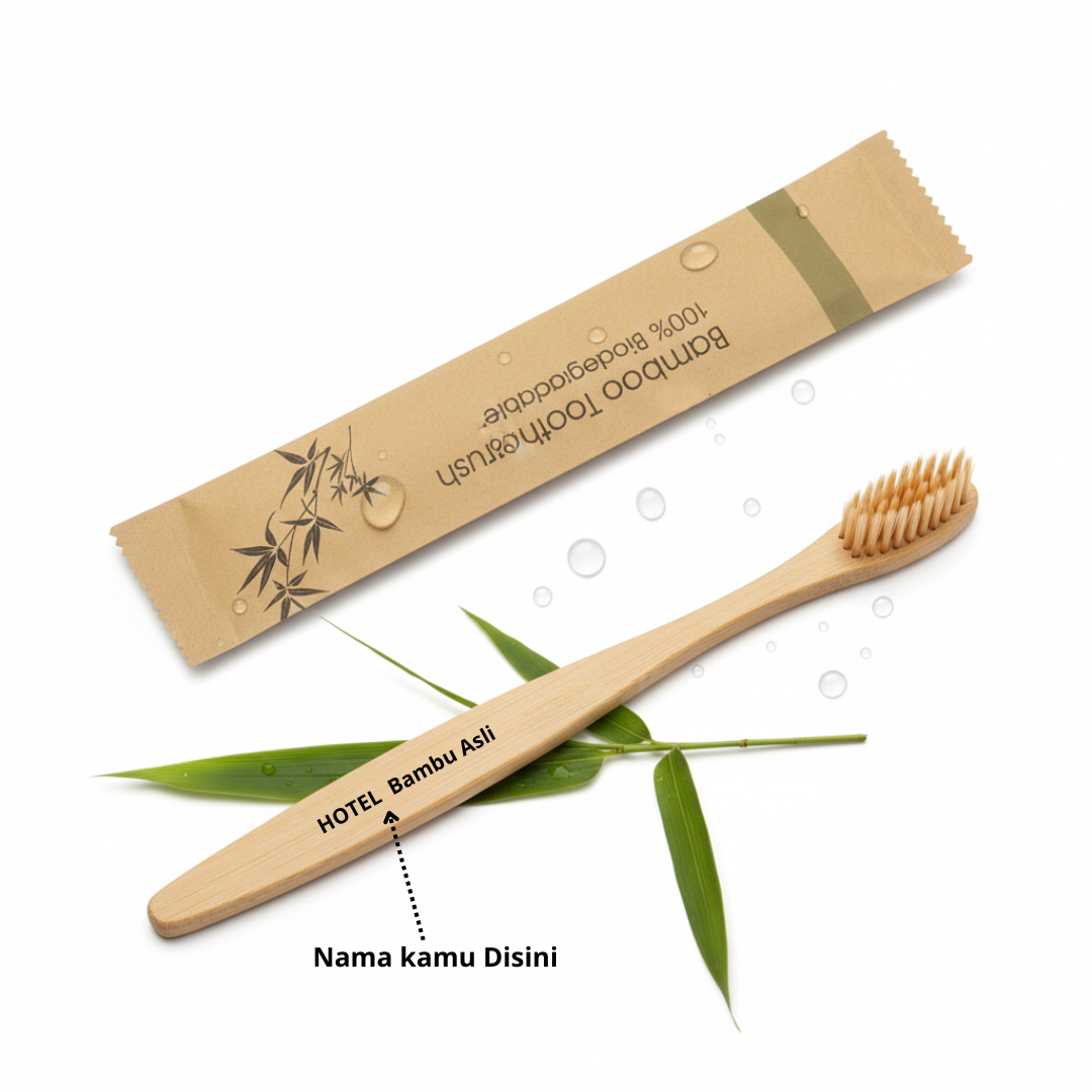Sikat Gigi Bambu Custom Nama Logo Souvenir Seminar & Acara Penyetaraan Eco-Friendly