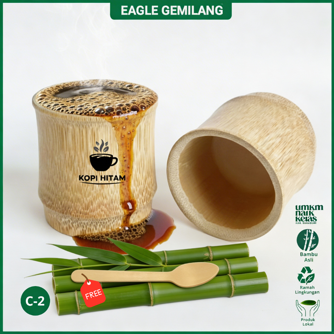 Gelas ruas bambu asli manual dari ruas, gelas kopi dari sukabumi - Original manual bamboo cup, coffee