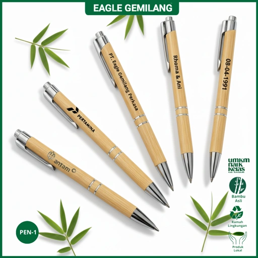 Pulpen Bambu Custom: Hadiah Korporat & Hamper Eksklusif Berikan kesan mendalam dengan pulpen bambu custom yang ramah lingkungan