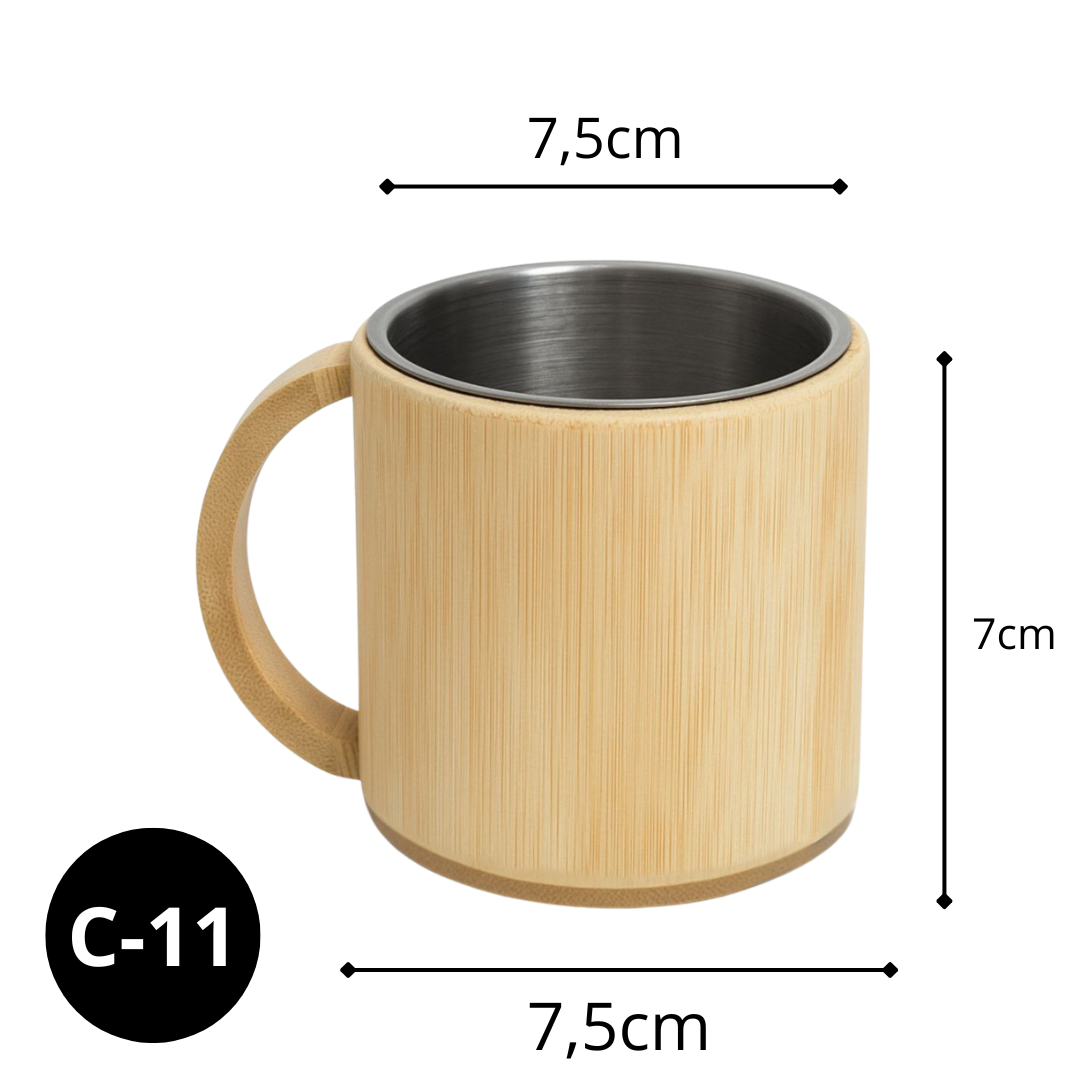 Gelas Bambu Lapis Stainless Sukabumi | Gelas Kopi Tahan Panas Custom Nama & Logo dari Pengrajin - Stainless Steel Coated Bamboo Cups