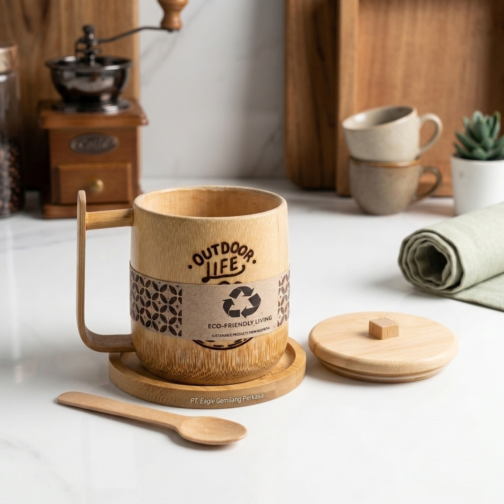 Tatakan Gelas Bambu Bulat Estetik TTK-1 - Coaster Alas Cangkir, Lilin & Pot Minimalis Eco-Friendly