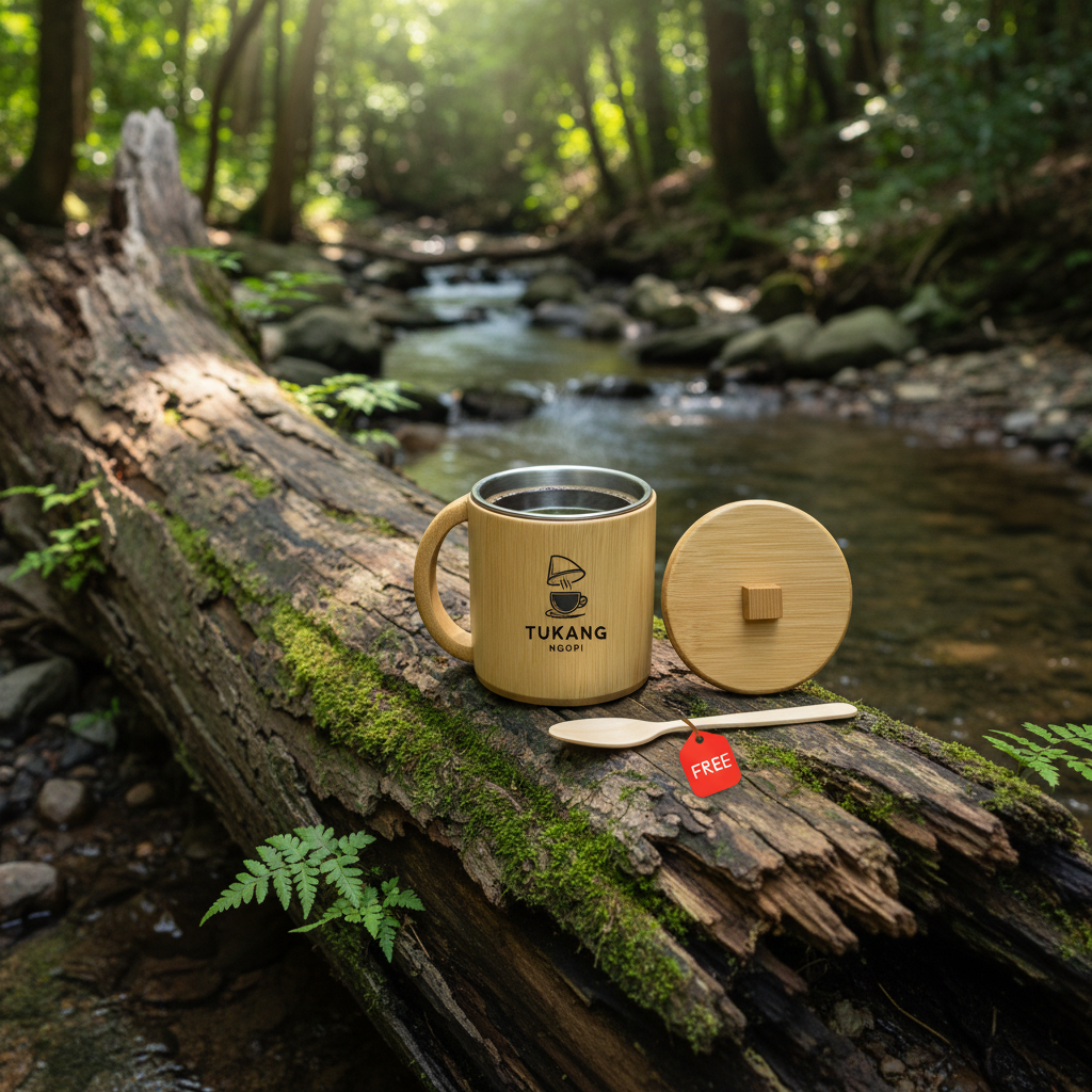 Gelas Bambu Lapis Stainless Sukabumi | Gelas Kopi Tahan Panas Custom Nama & Logo dari Pengrajin - Stainless Steel Coated Bamboo Cups