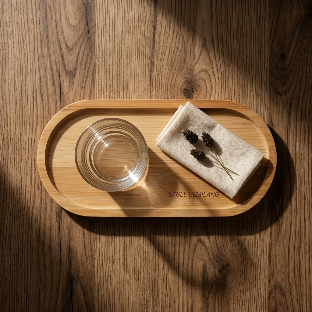 Nampan Tatakan Bambu Oval Aesthetic - Tray Kayu Serbaguna Dekorasi Meja