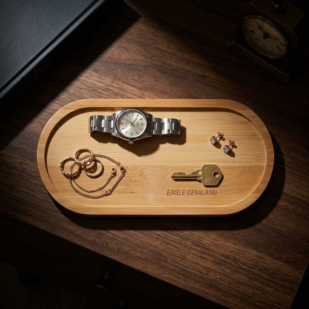 Nampan Tatakan Bambu Oval Aesthetic - Tray Kayu Serbaguna Dekorasi Meja