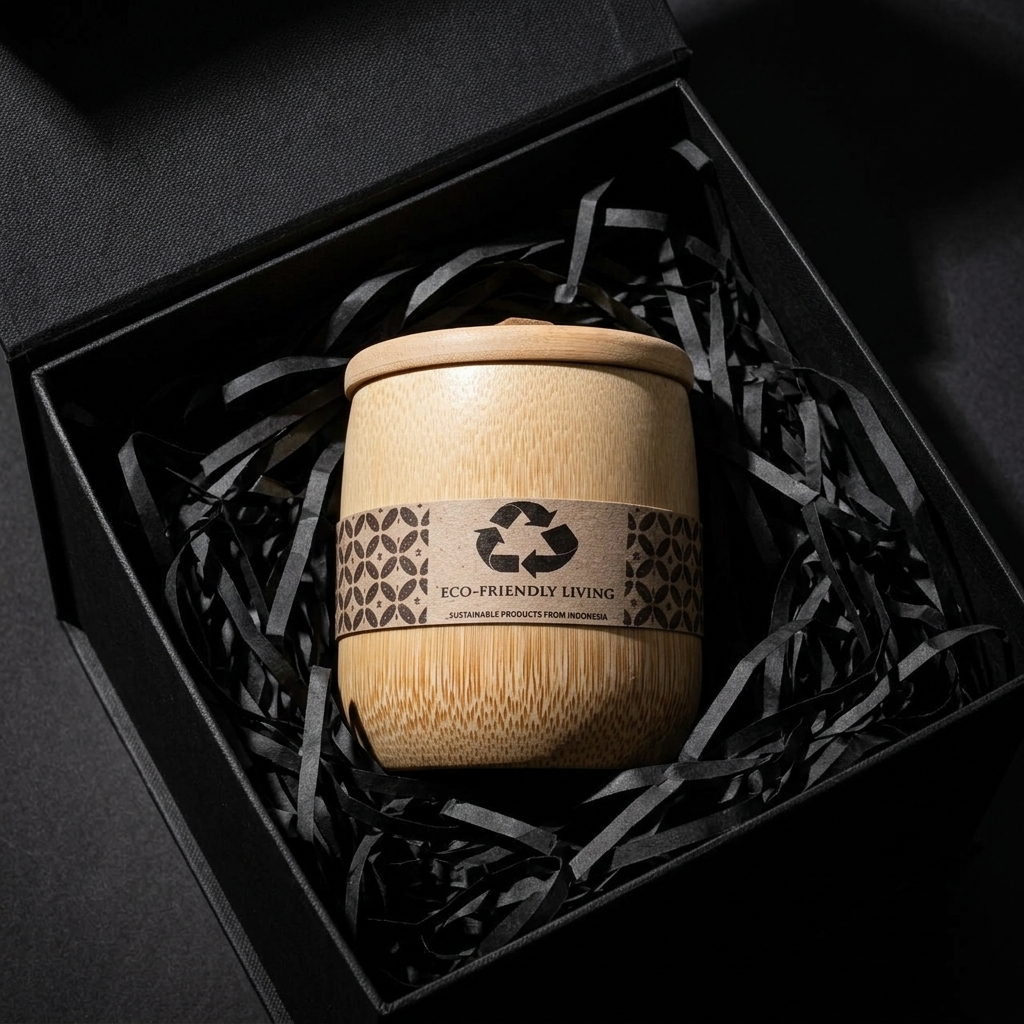 Gelas Bambu Asli 250ml Custom Nama - Cangkir Kopi Estetik Ramah Lingkungan