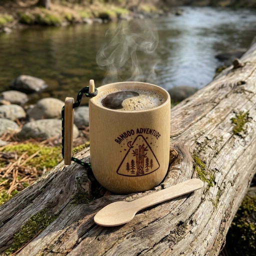 Gelas Bambu Camping Outdoor - Mug Cangkir Tali Paracord Custom