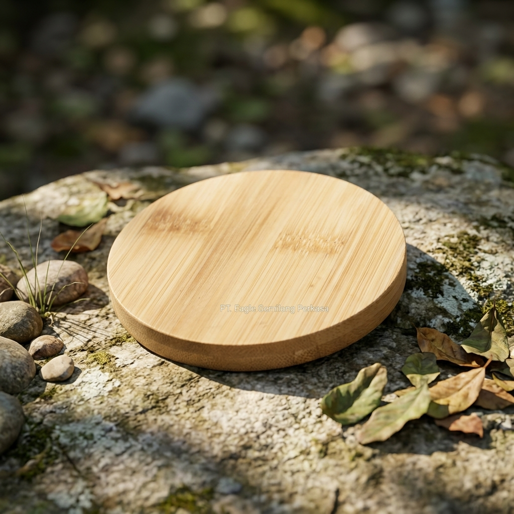 Tatakan Gelas Bambu Bulat Estetik TTK-1 - Coaster Alas Cangkir, Lilin & Pot Minimalis Eco-Friendly