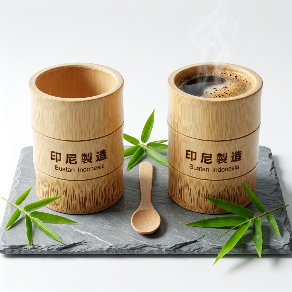 Gelas Kopi Eco Friendly Ruas Bambu 250ml Tutup Custom - Gelas Teh Estetik