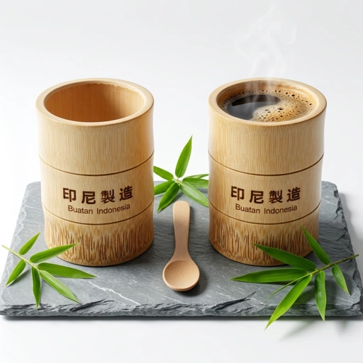Gelas Kopi Eco Friendly Ruas Bambu 250ml Tutup Custom - Gelas Teh Estetik