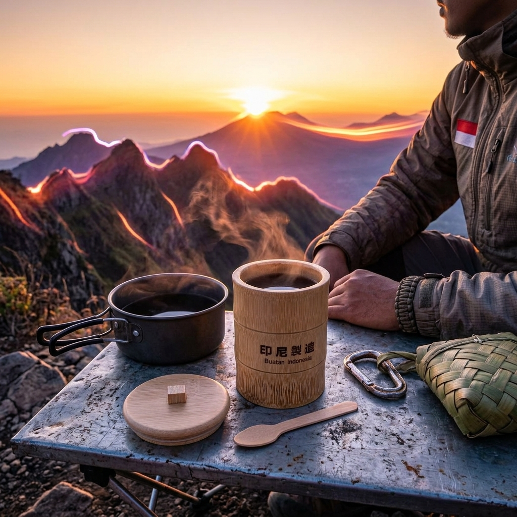 Gelas Kopi Eco Friendly Ruas Bambu 250ml Tutup Custom - Gelas Teh Estetik