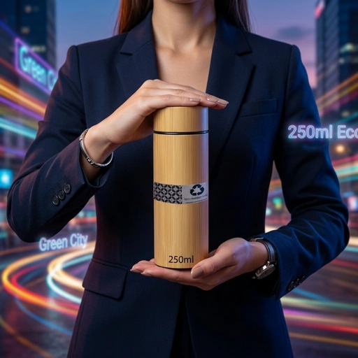 Tumbler Termos Bambu Asli 500ml Lapis Stainless Steel Custom Logo & Nama (Tahan Panas & Dingin)