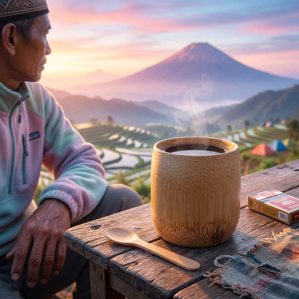 Gelas Bambu Asli 250ml Custom Nama - Cangkir Kopi Estetik Ramah Lingkungan
