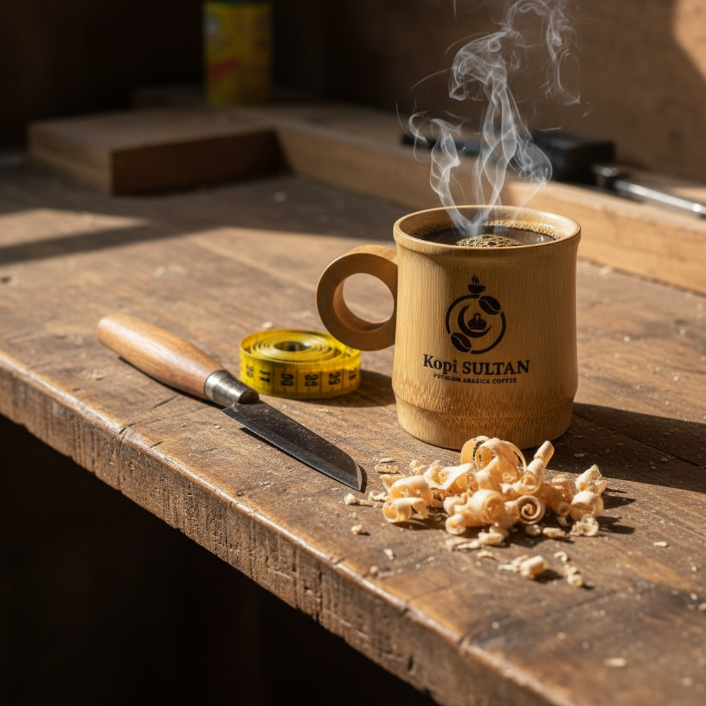 Gelas dari ruas bambu asli manual, gelas kopi dari sukabumi - Original manual bamboo cup