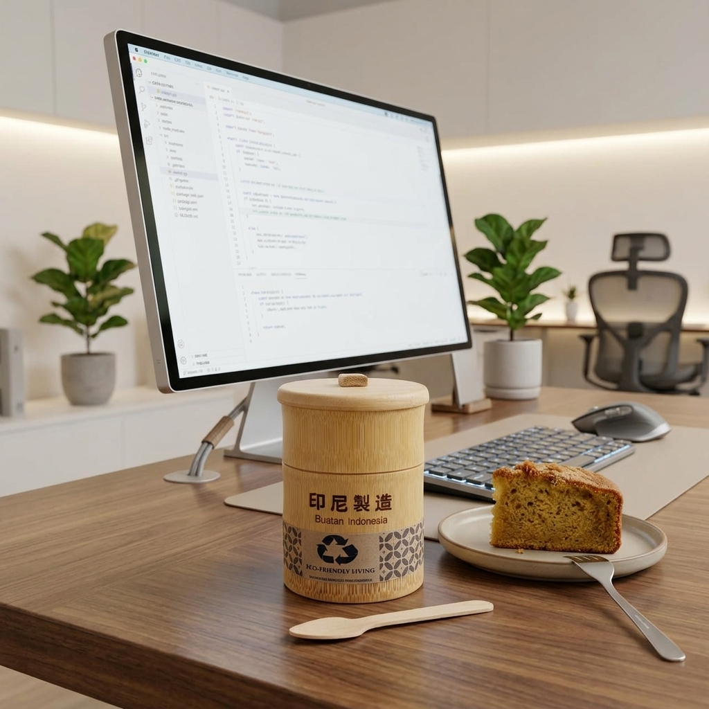 Gelas Kopi Eco Friendly Ruas Bambu 250ml Tutup Custom - Gelas Teh Estetik
