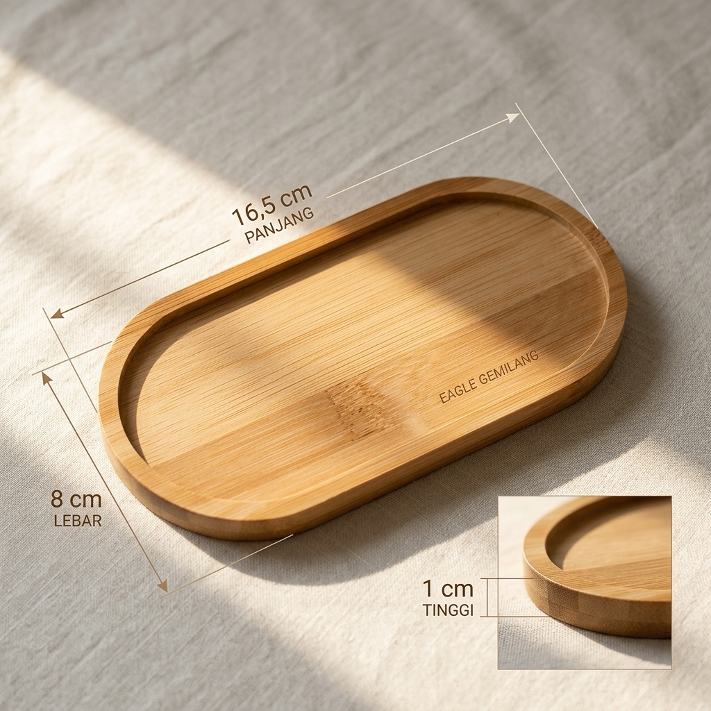 Nampan Tatakan Bambu Oval Aesthetic - Tray Kayu Serbaguna Dekorasi Meja