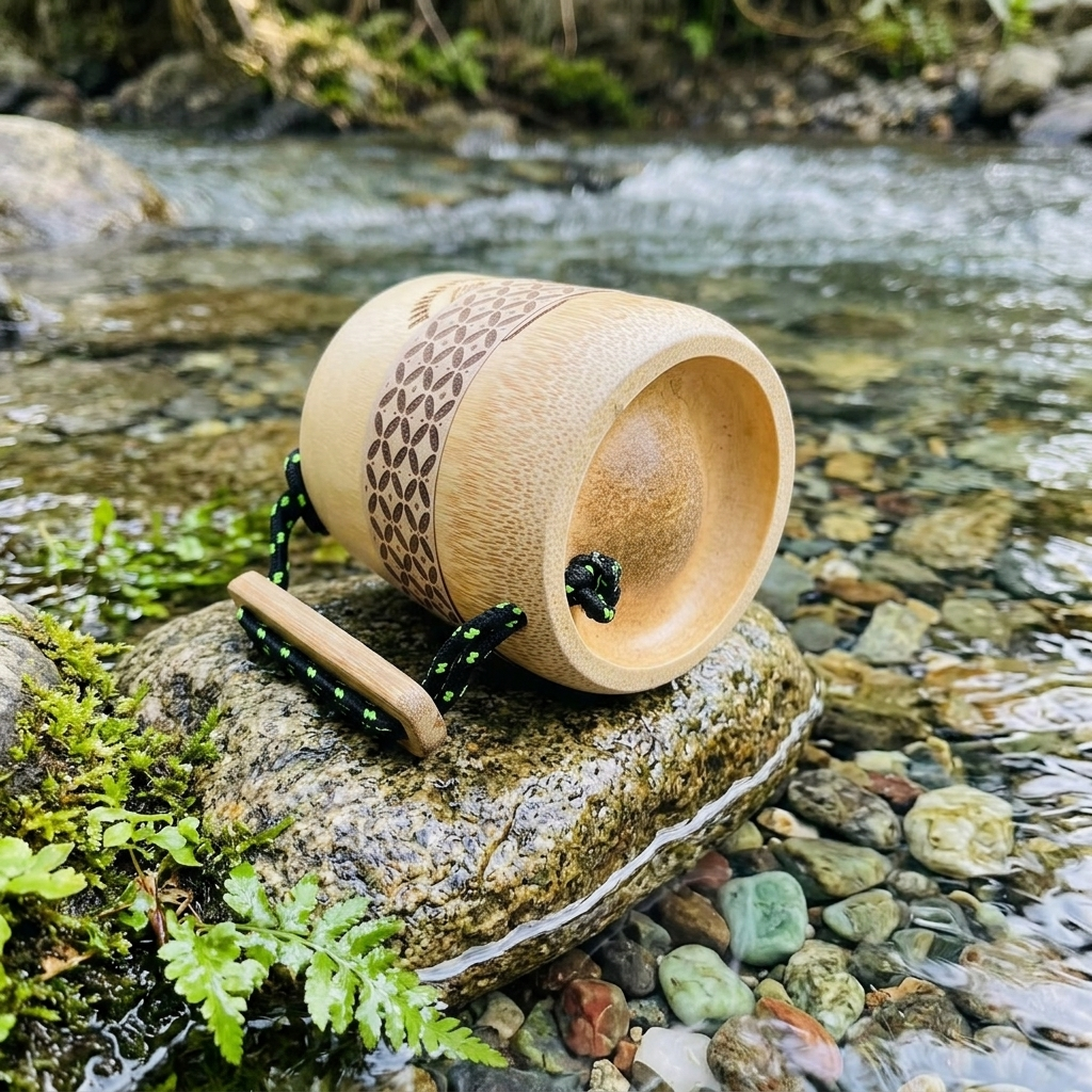 Gelas Bambu Camping Outdoor - Mug Cangkir Tali Paracord Custom