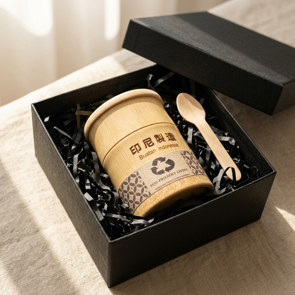 Gelas Kopi Eco Friendly Ruas Bambu 250ml Tutup Custom - Gelas Teh Estetik