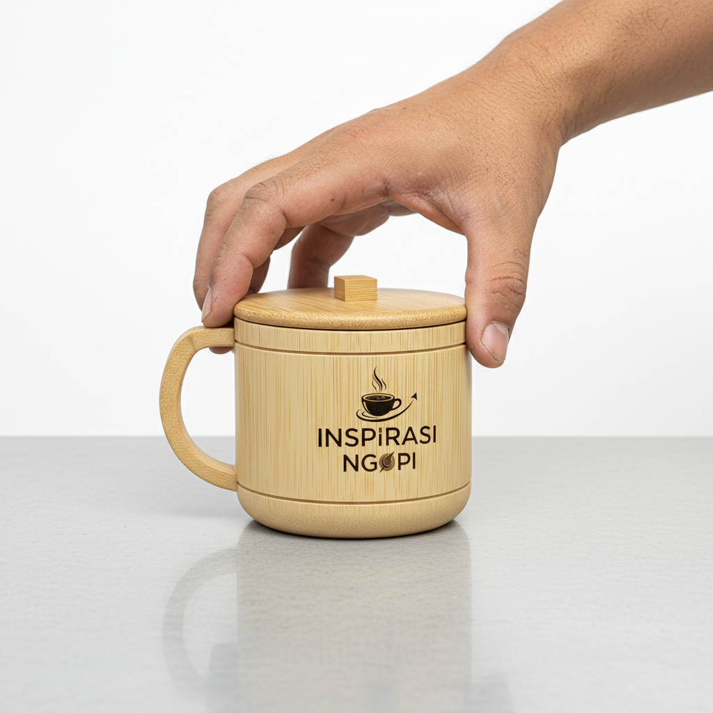 Gelas Bambu Stainless Sukabumi | Bisa Custom Nama & Logo untuk Gelas Kopi Tahan Panas - Indonesian-made bamboo cups