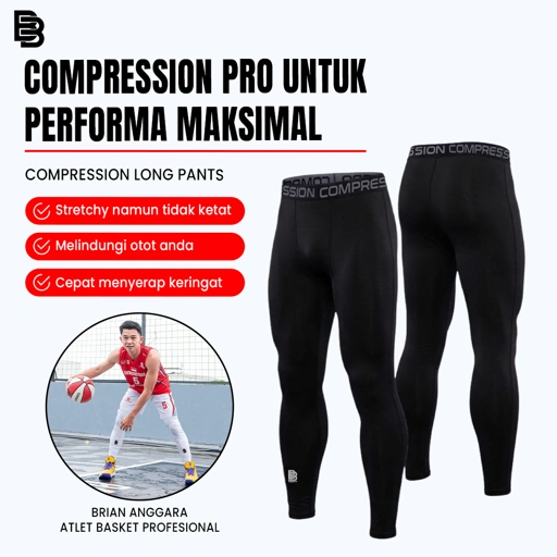 Image of Compression Long Pants BALLERBRO / Baselayer / Celana Legging Panjang Olahraga / Gym Lari Basket Running / Manset