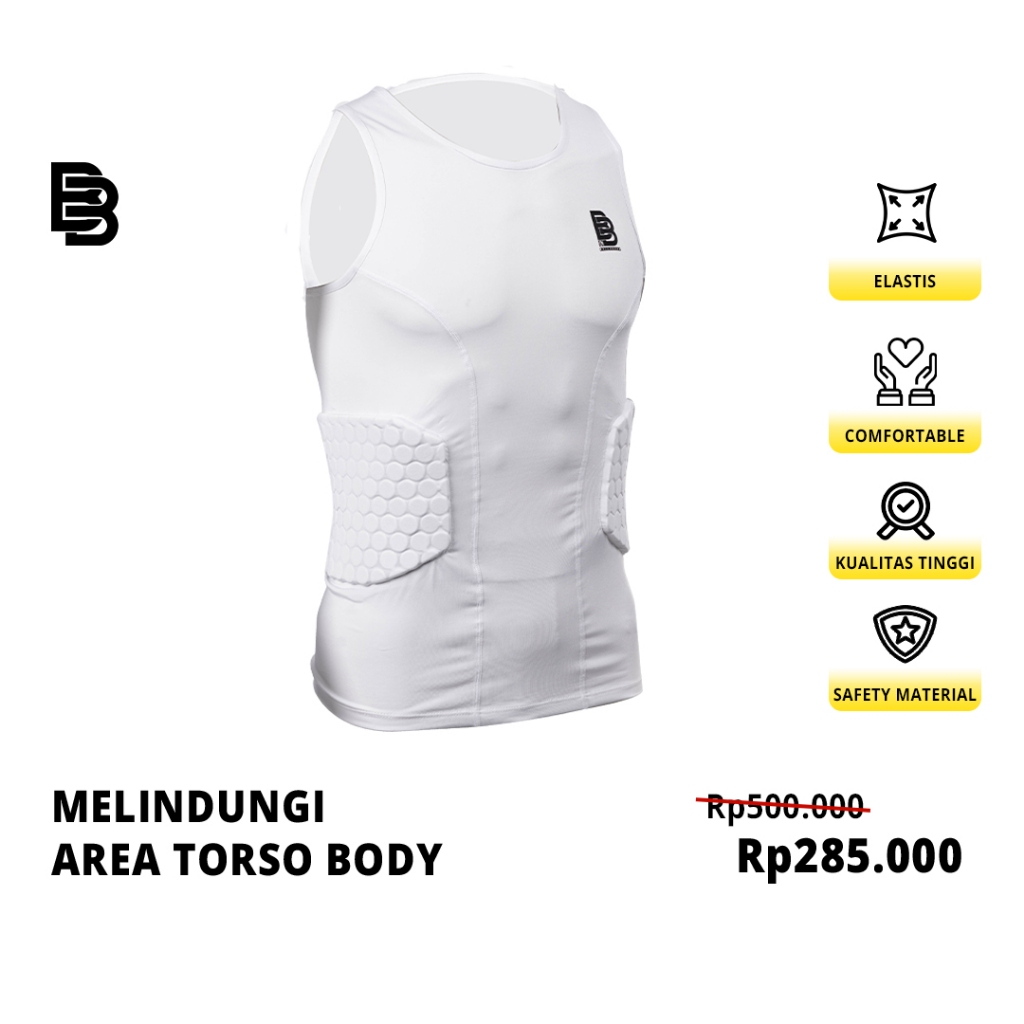 Padded Compression Singlet / Singlet Olahraga Dengan Bantalan Busa / Pelindung Olahraga Sports Basket Sepak Bola Futsal